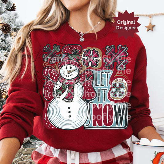 Preppy Christmas Snowman Png, Plaid Christmas Png