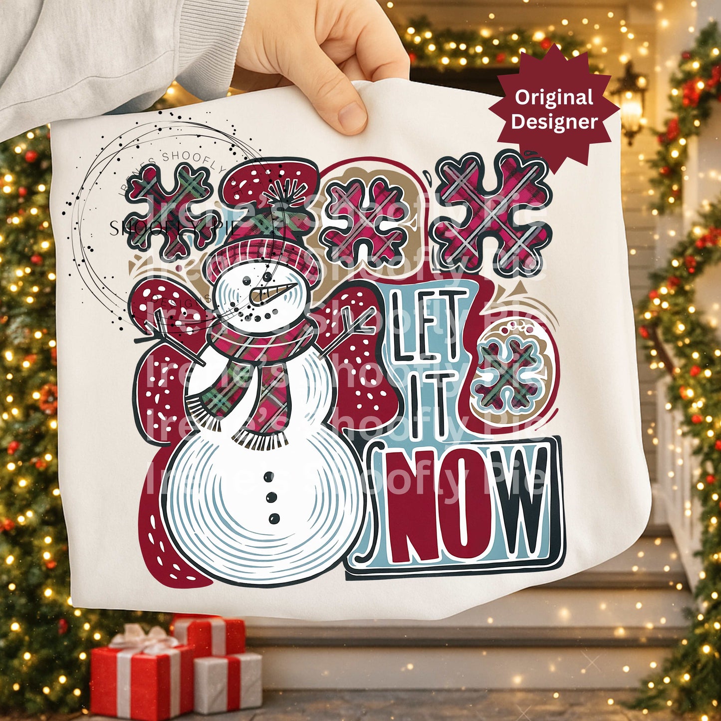 Preppy Christmas Snowman Png, Plaid Christmas Png