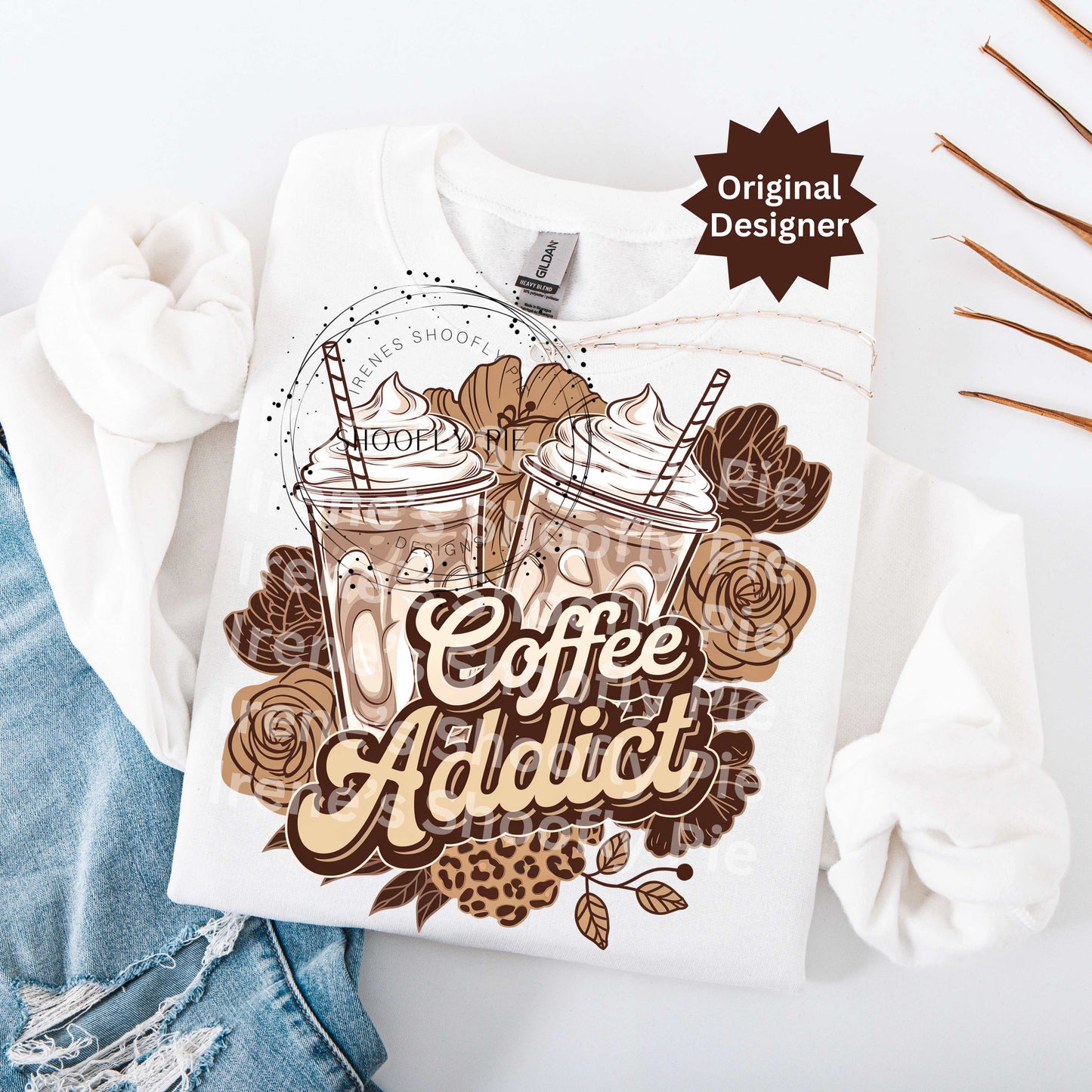 Coffee Addict Floral PNG