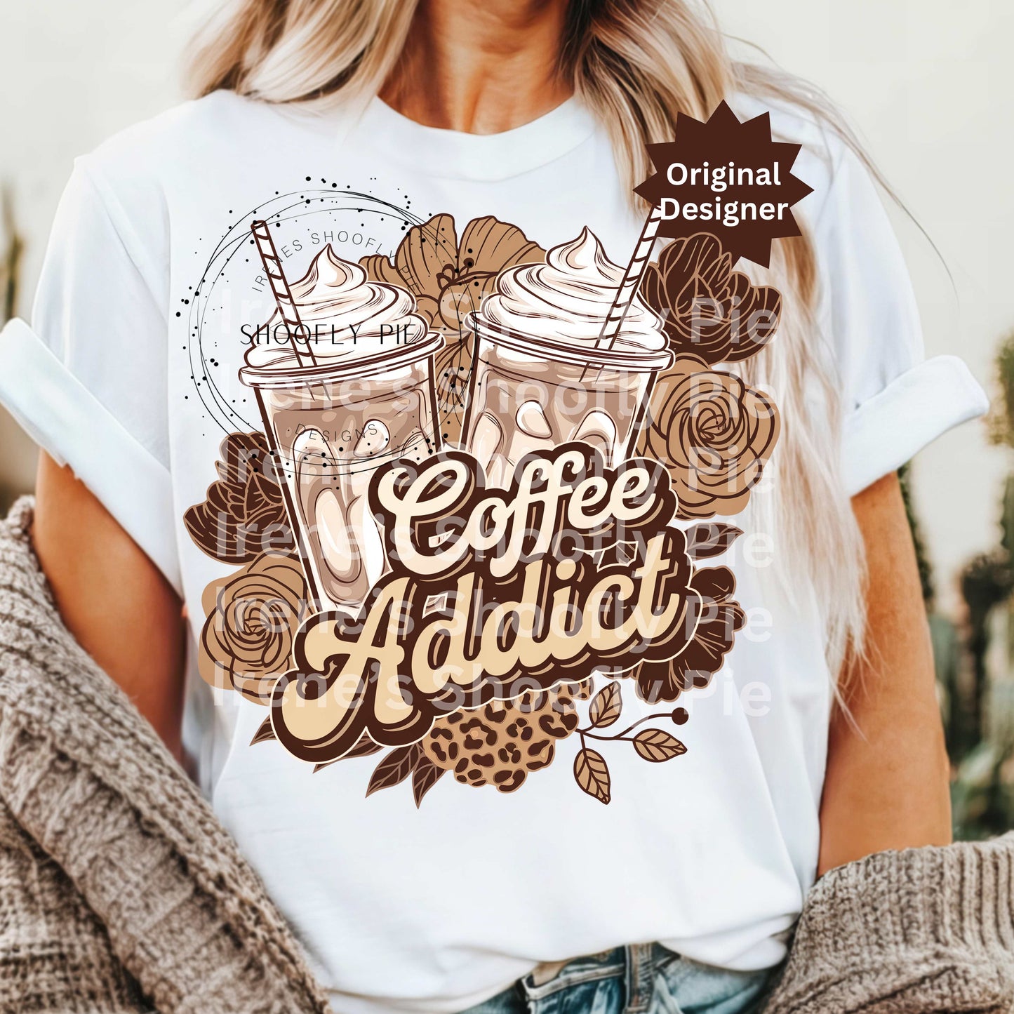 Coffee Addict Floral PNG