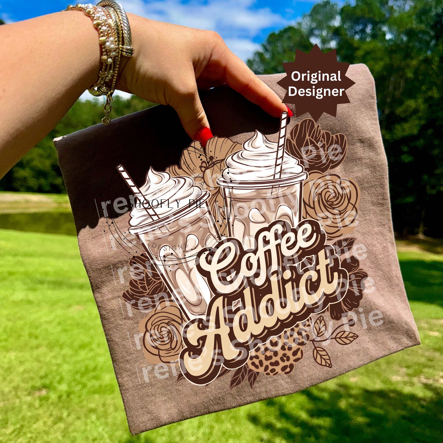 Coffee Addict Floral PNG