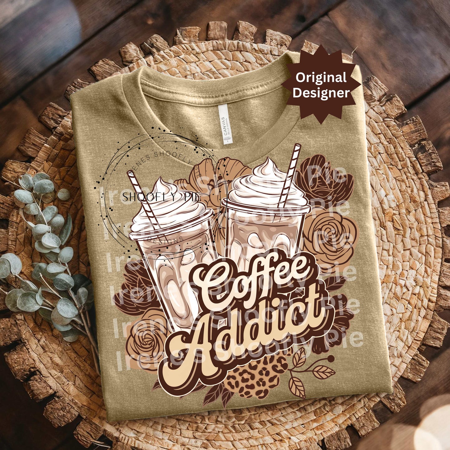 Coffee Addict Floral PNG