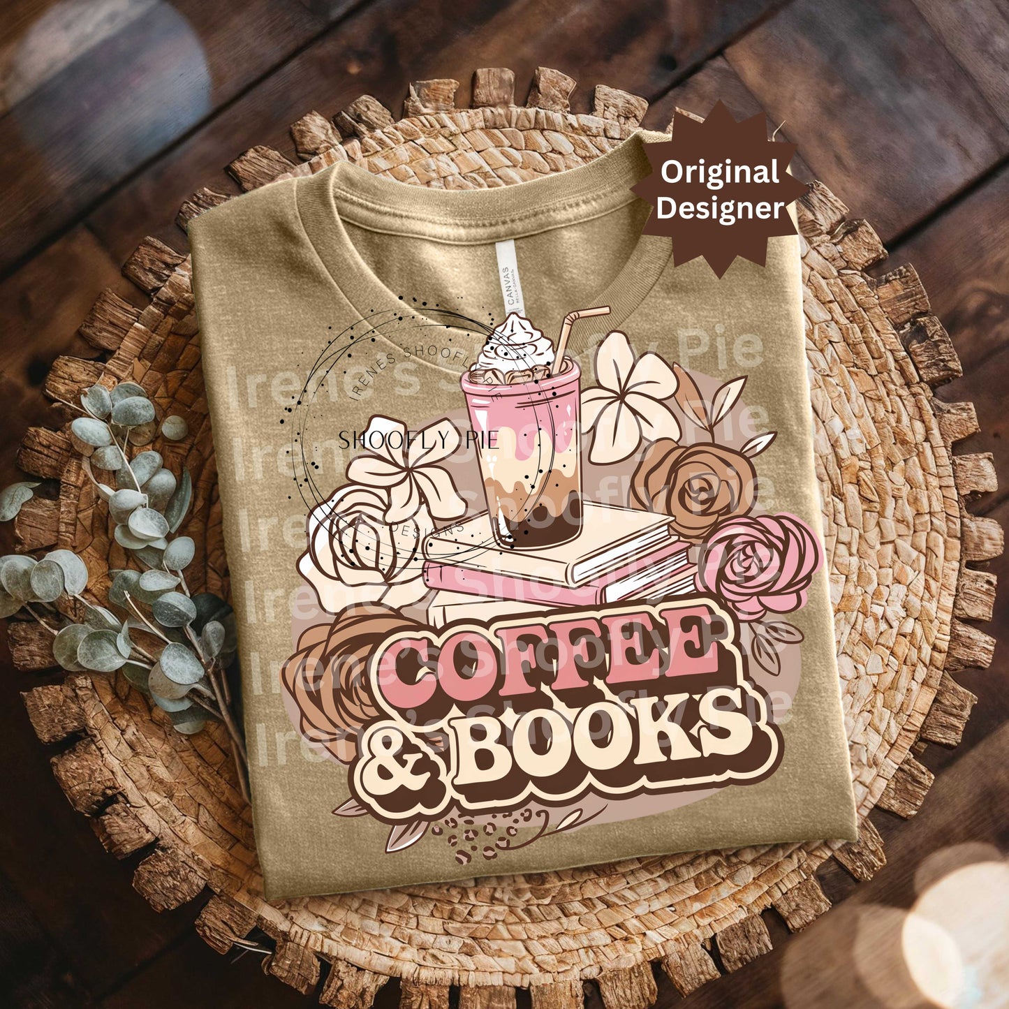 Coffee and Books Boho Floral PNG