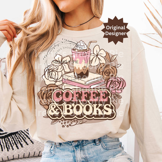 Coffee and Books Boho Floral PNG