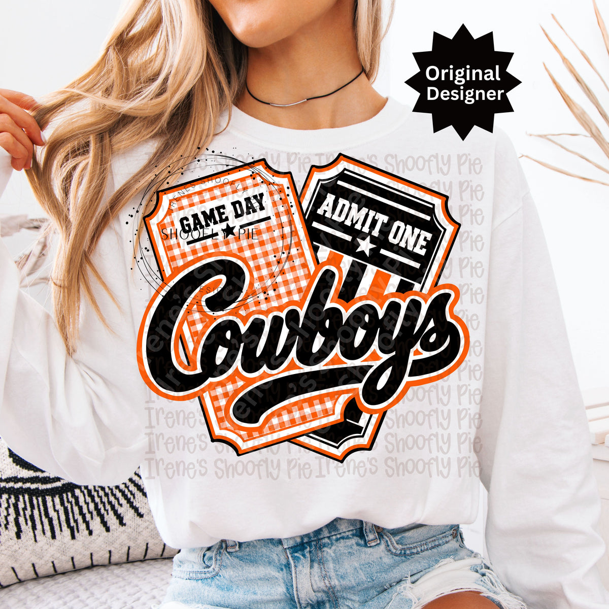Cowboys Game Day Tickets Orange and Black PNG