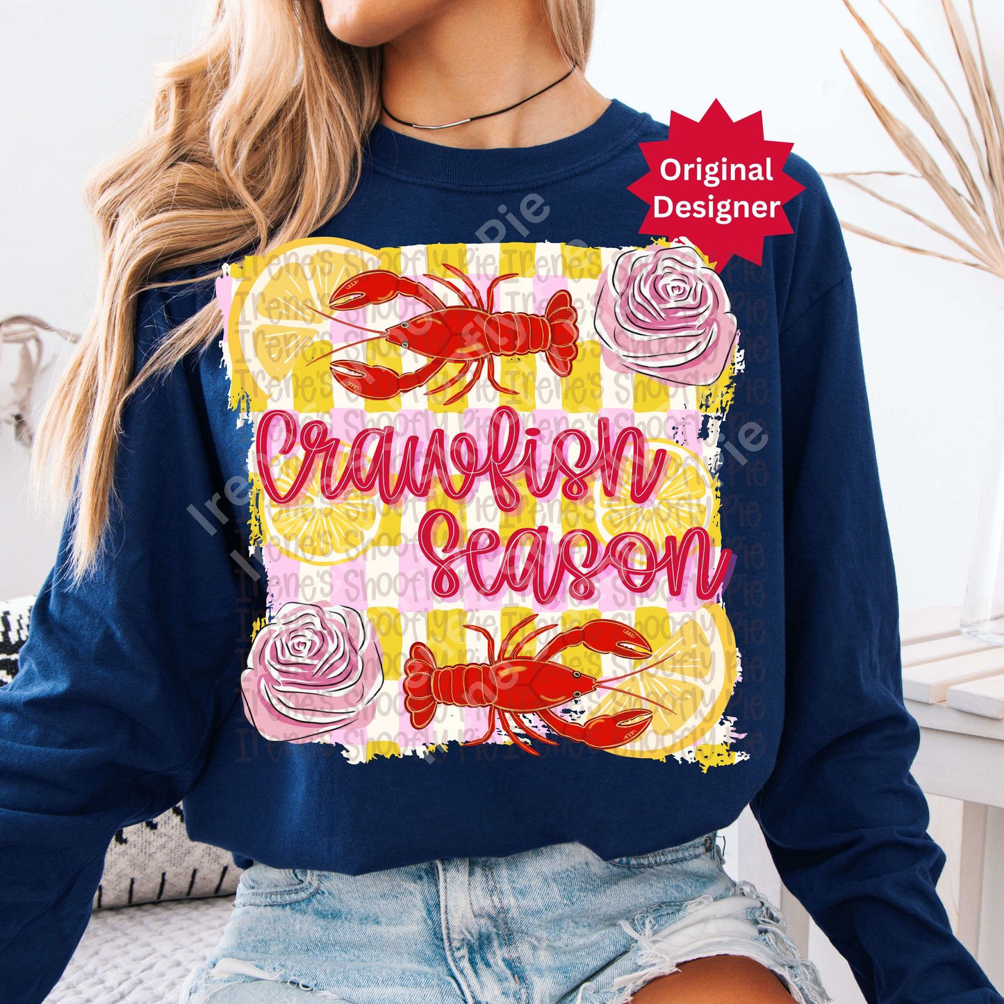 Preppy Floral Crawfish Season Png