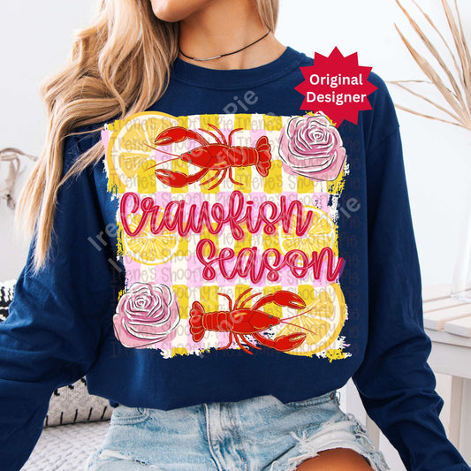Preppy Floral Crawfish Season Png