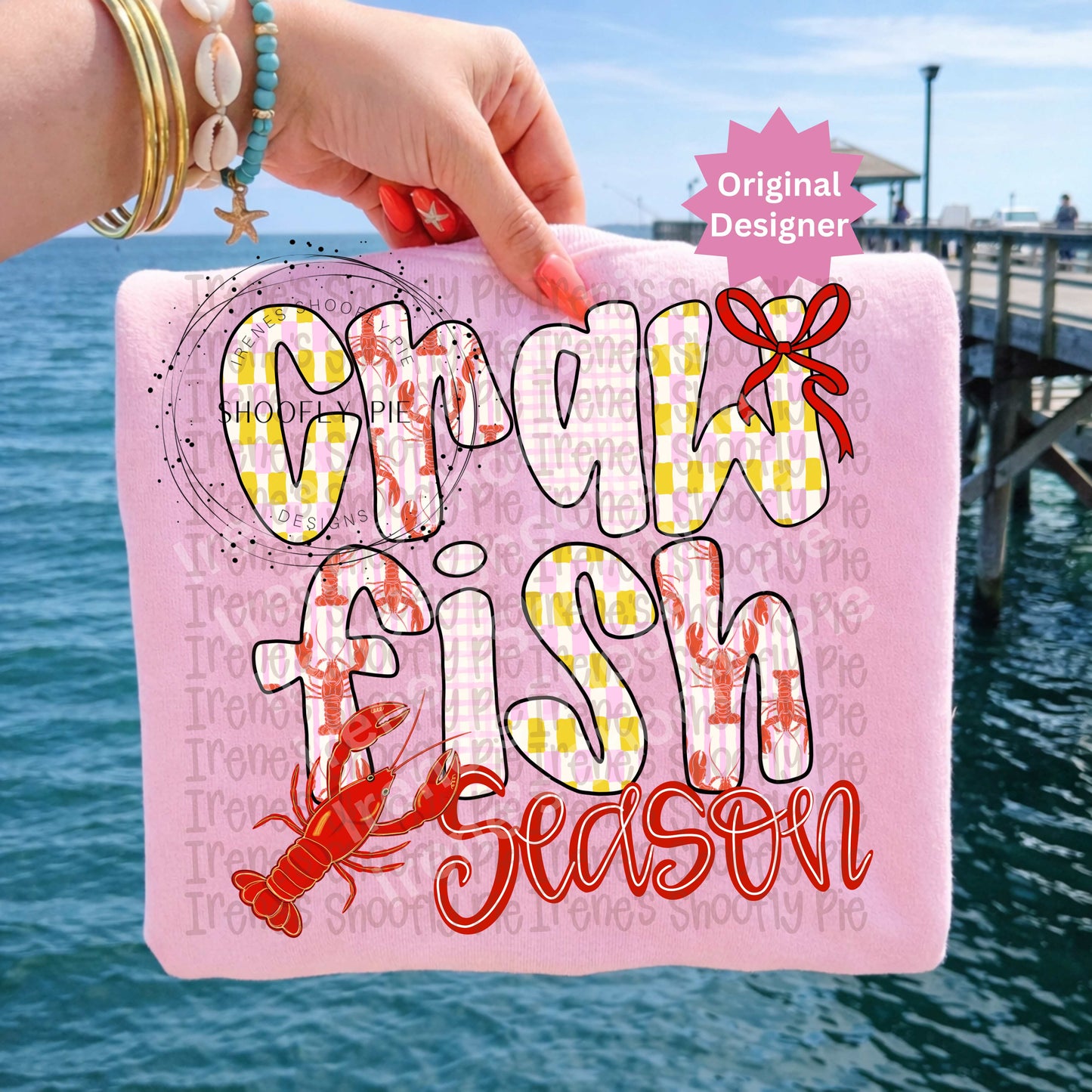 Retro Floral Crawfish Season PNG