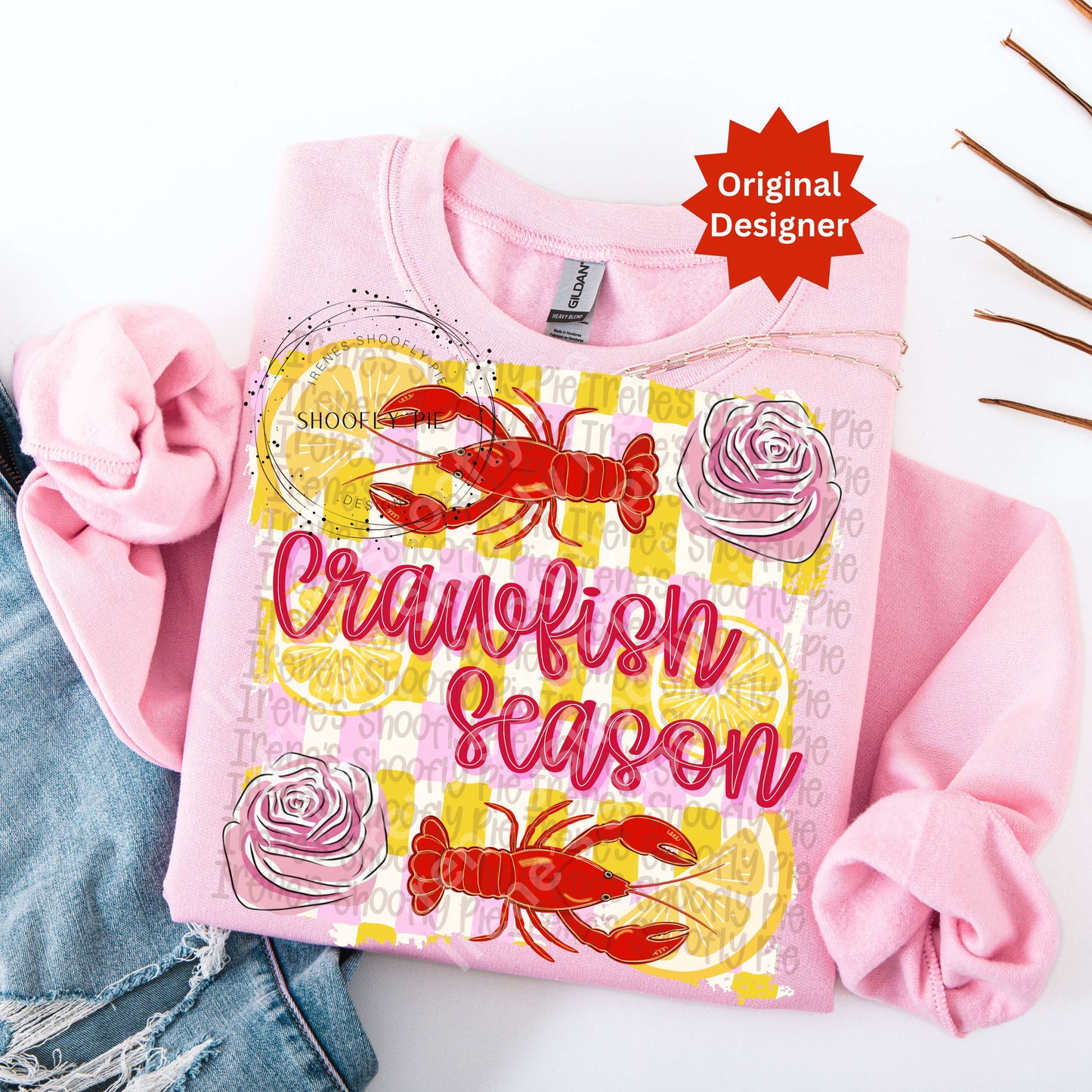 Preppy Floral Crawfish Season Png
