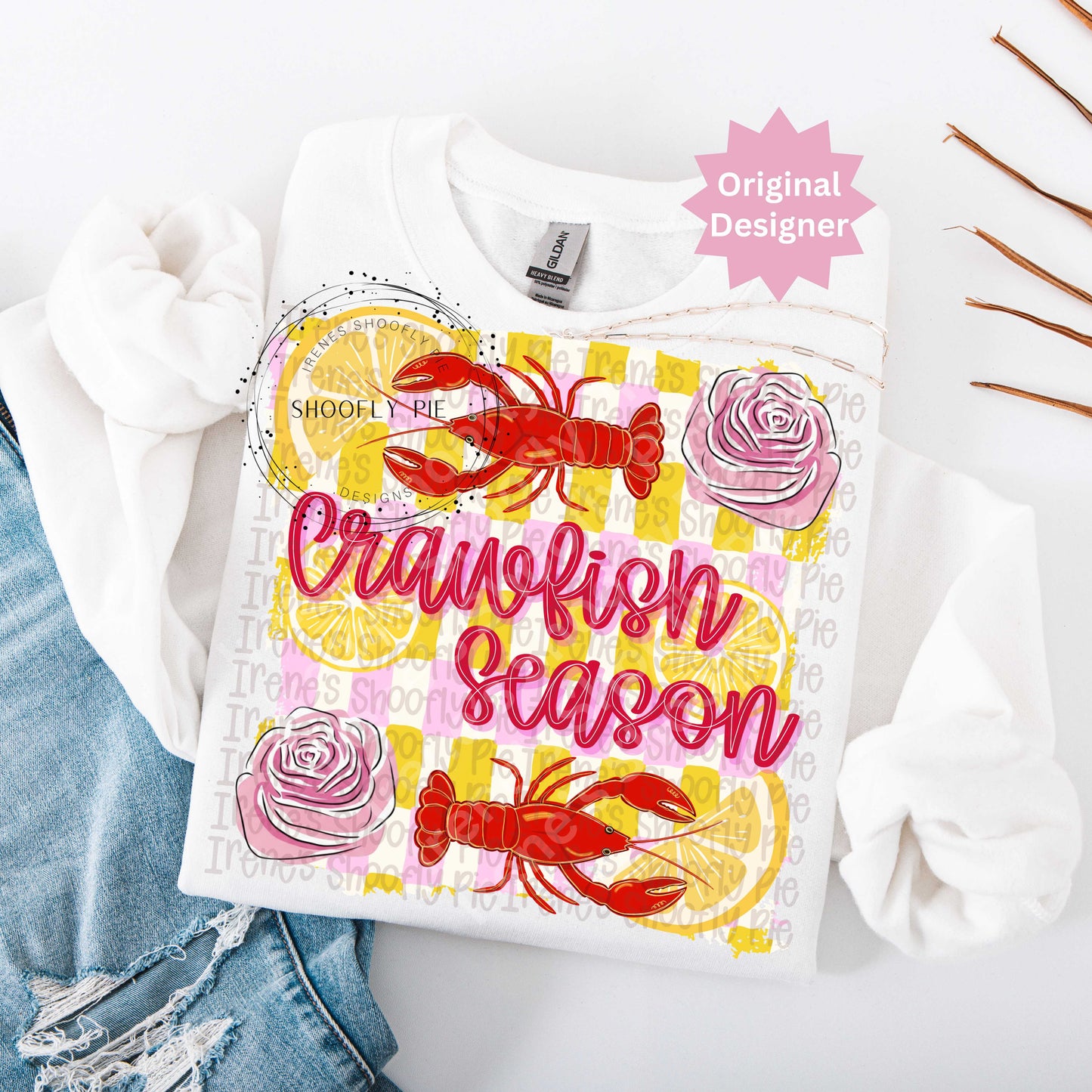 Preppy Floral Crawfish Season Png