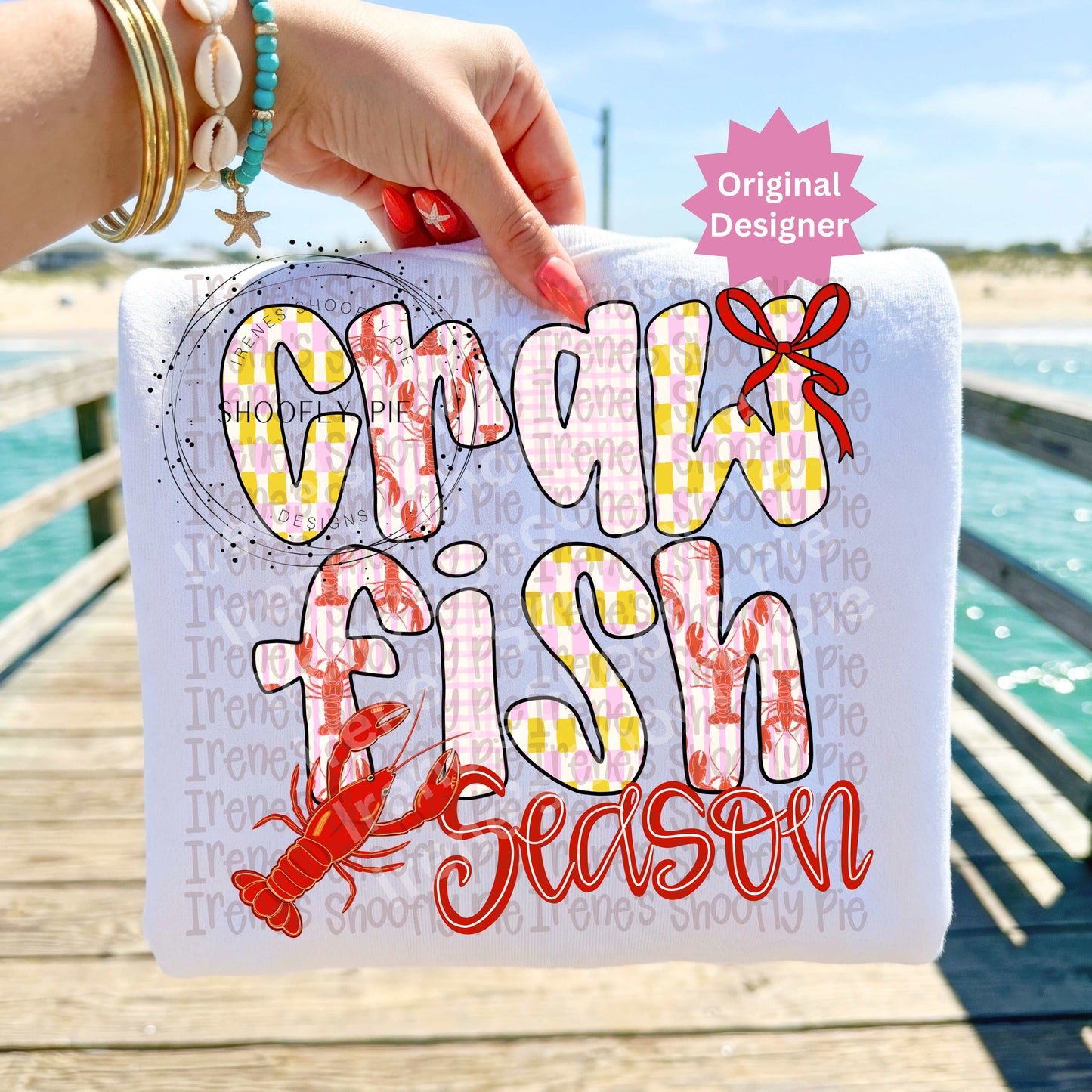 Retro Floral Crawfish Season PNG