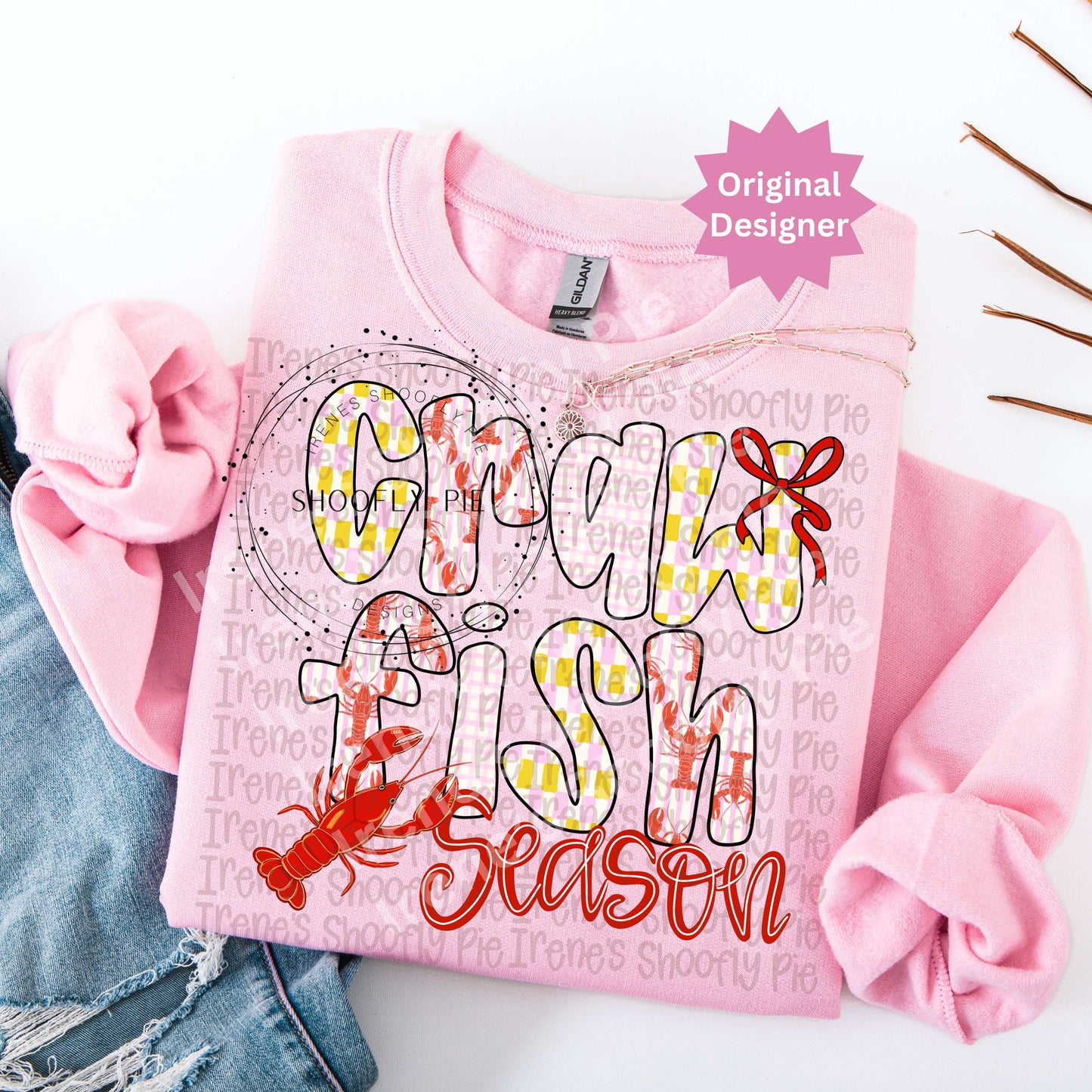 Retro Floral Crawfish Season PNG