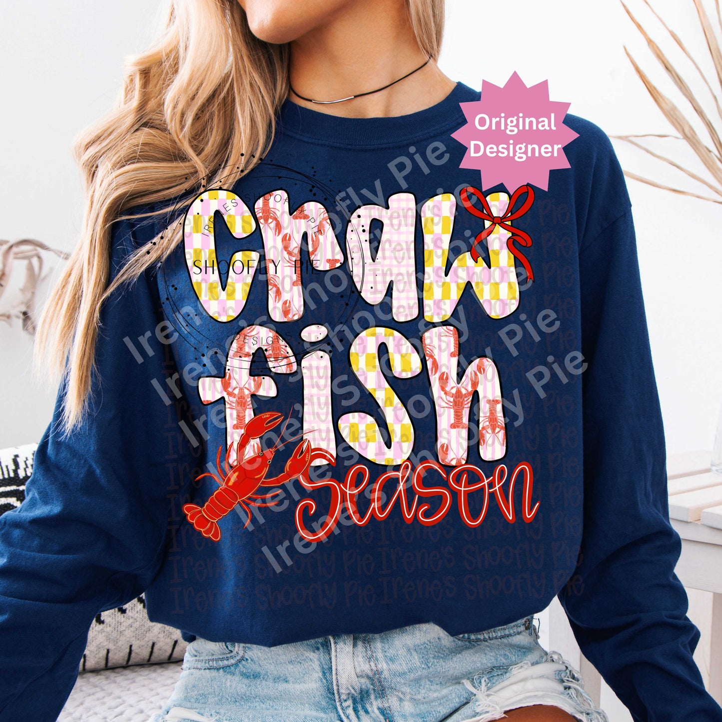 Retro Floral Crawfish Season PNG