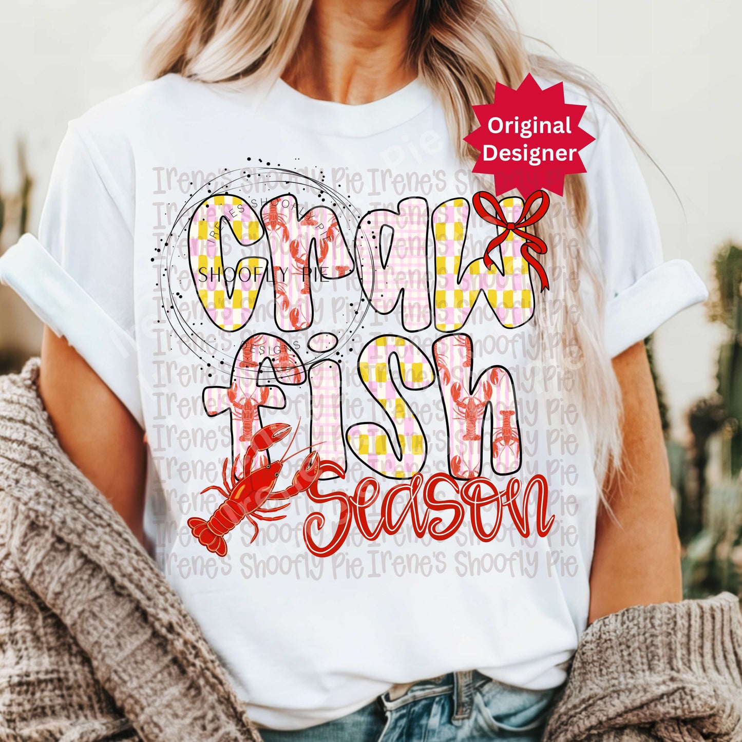 Retro Floral Crawfish Season PNG