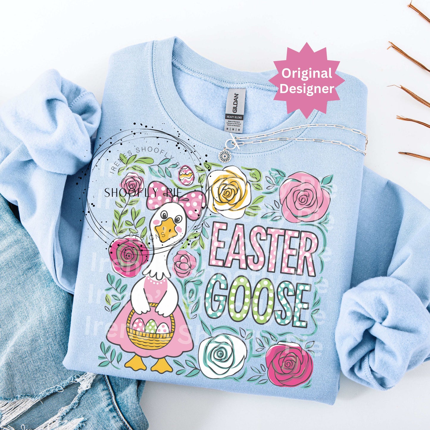 Coquette Easter Goose T-shirt Design Png