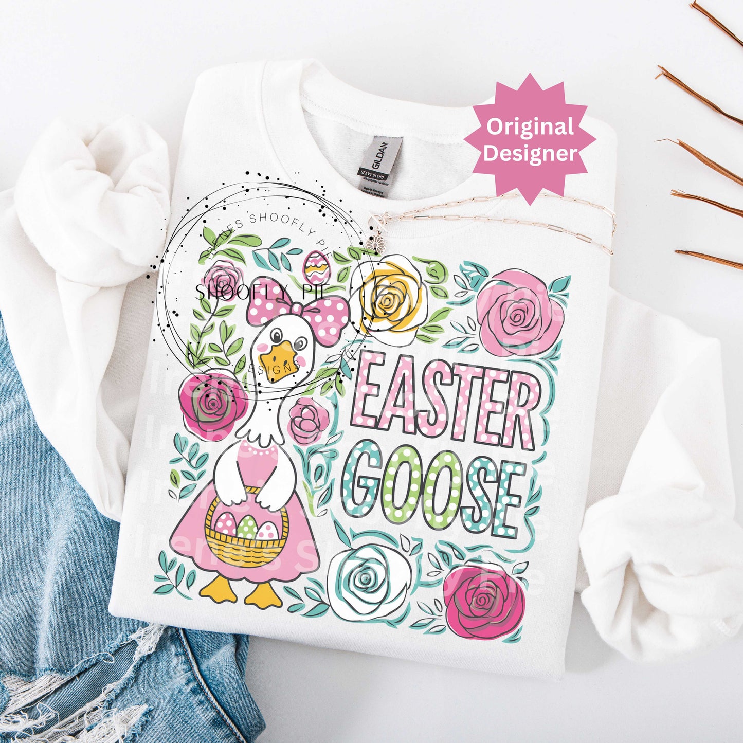 Coquette Easter Goose T-shirt Design Png