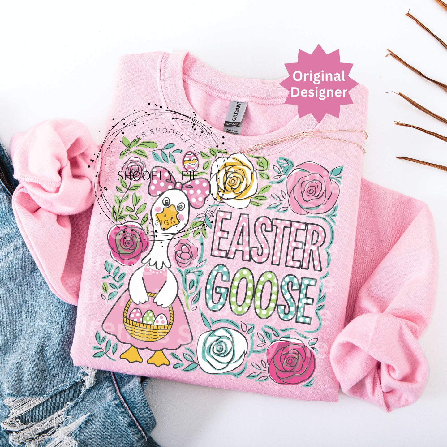 Coquette Easter Goose T-shirt Design Png