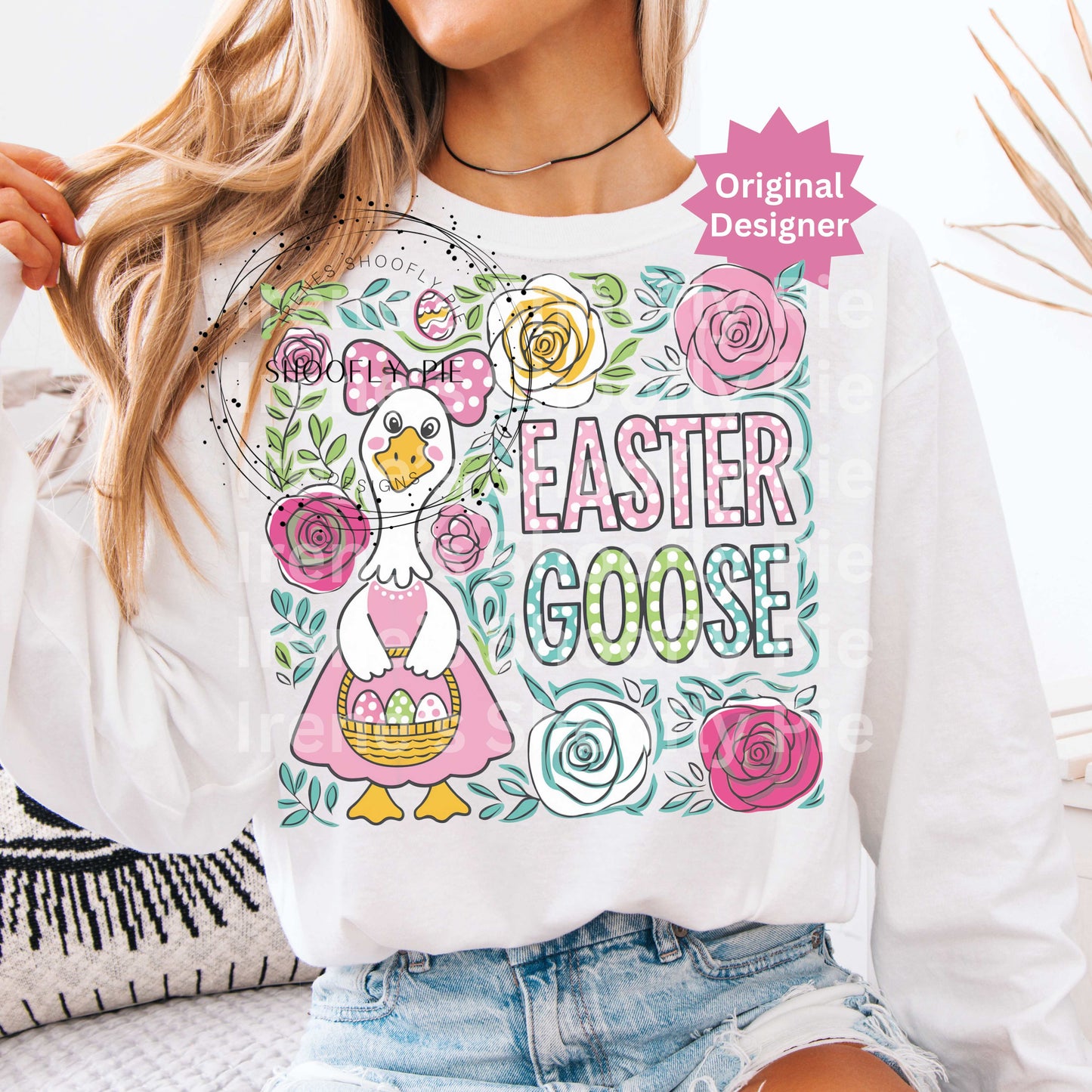 Coquette Easter Goose T-shirt Design Png