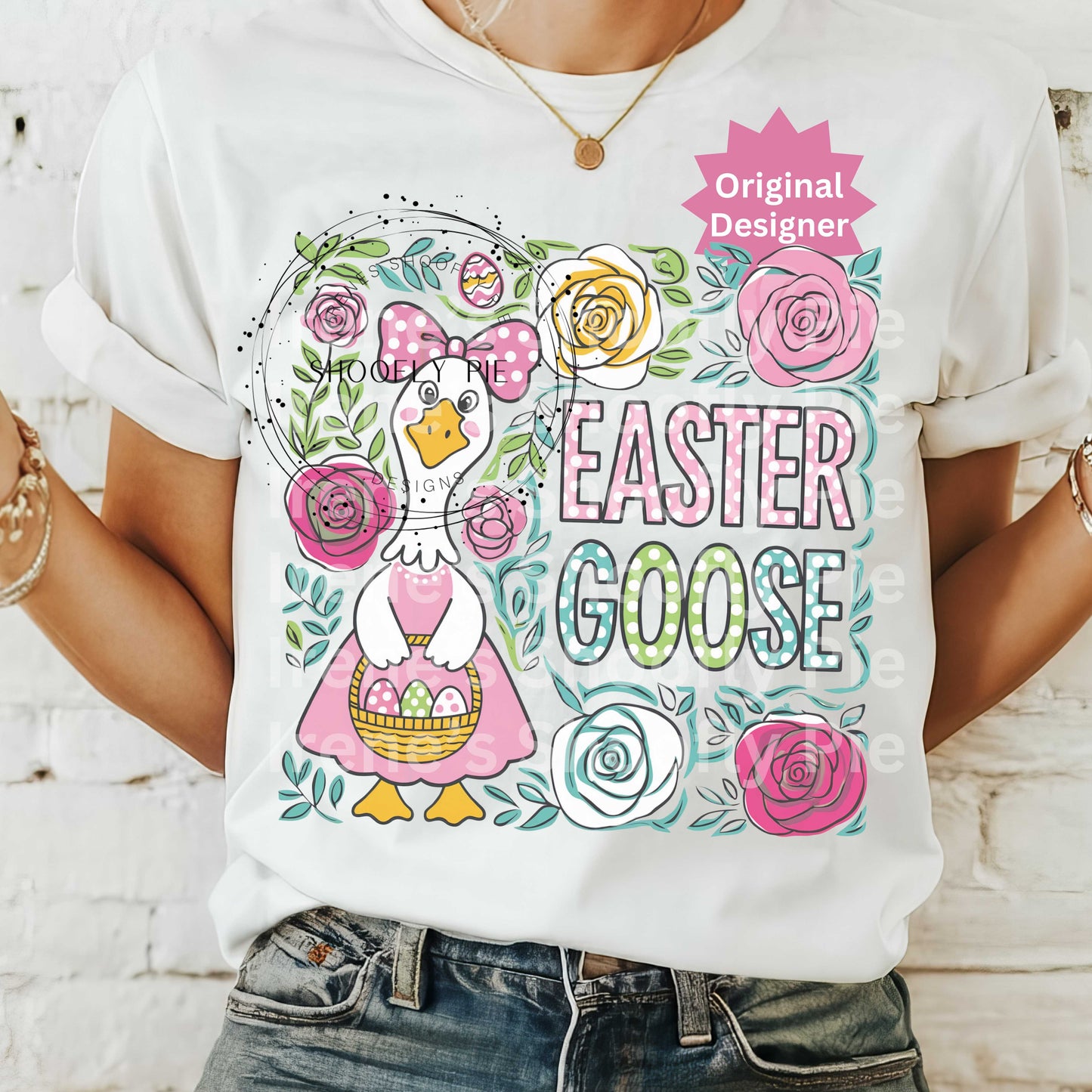 Coquette Easter Goose T-shirt Design Png