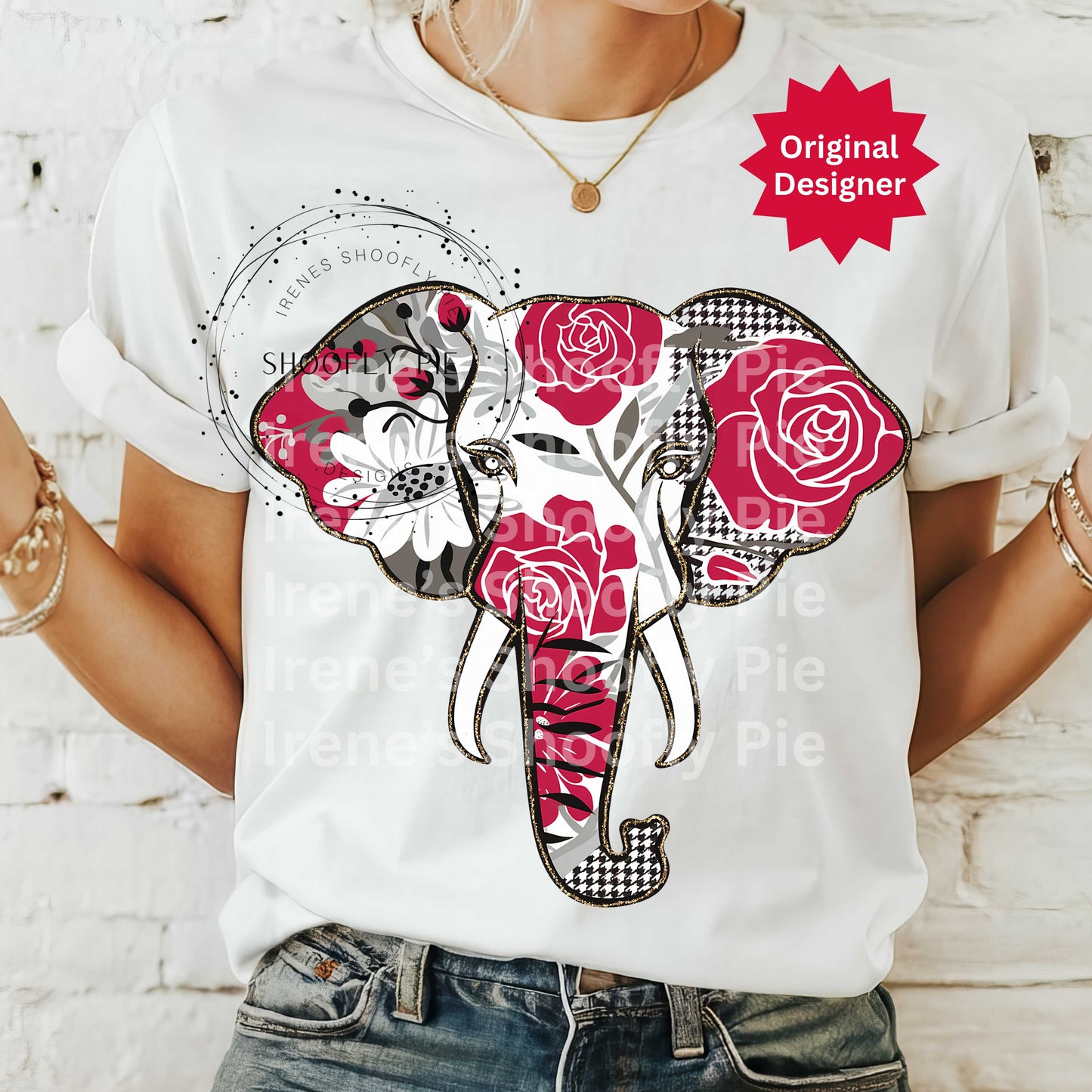 Floral Elephant PNG · Houndstooth Game Day Design