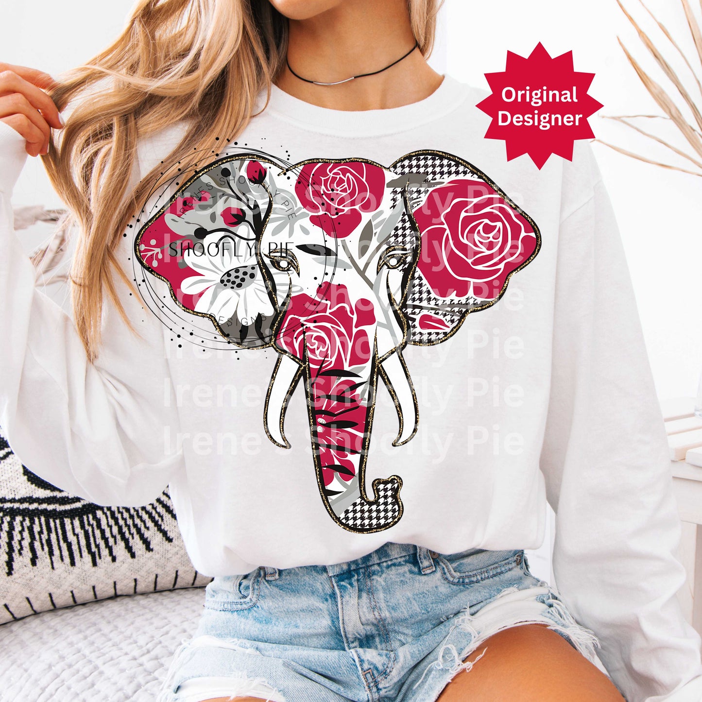 Floral Elephant PNG · Houndstooth Game Day Design