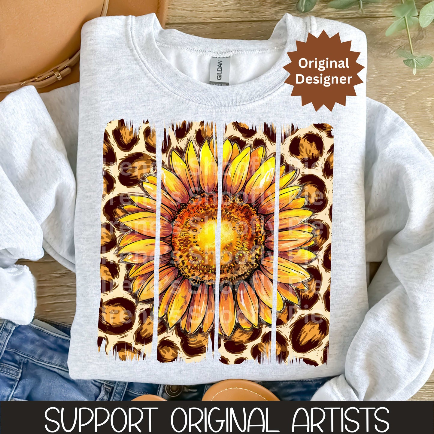 Fall Sunflower Brushstroke Tshirt PNG
