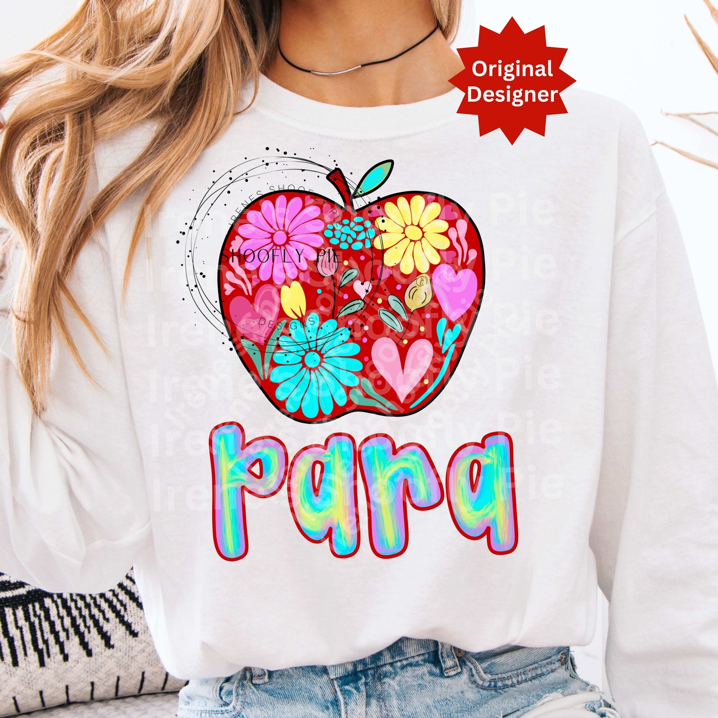 Back To School Floral Apple Parapro T-shirt Design PNG