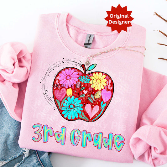 Floral Third Grade Back To School t-shirt PNG