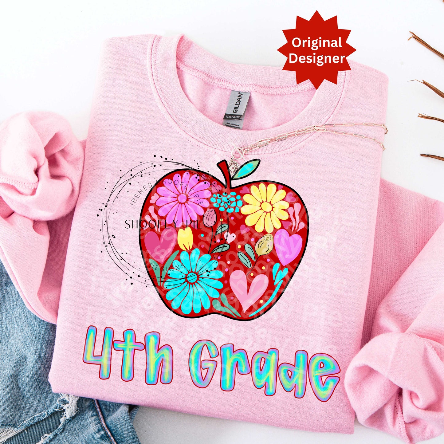 Floral Back to School Fourth Grade PNG