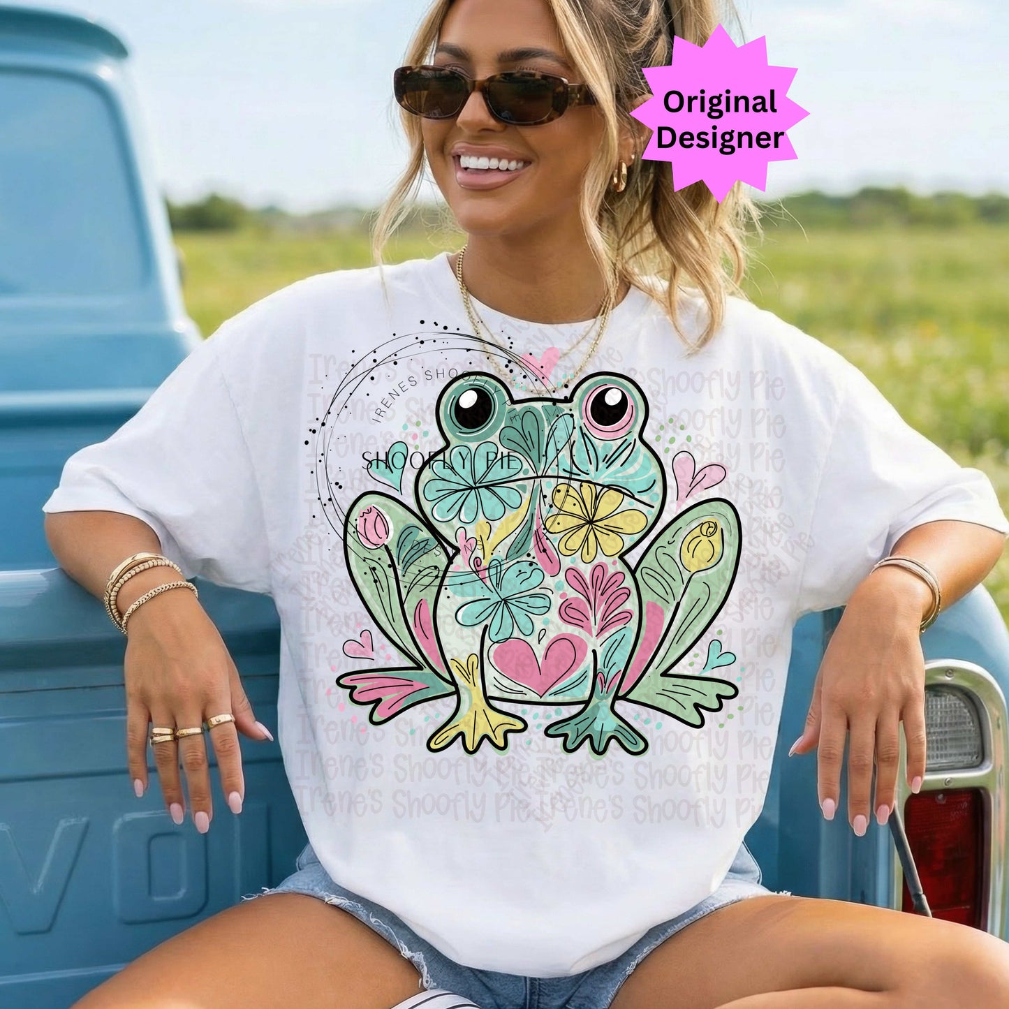 Toad-ally Cute Floral Frog PNG