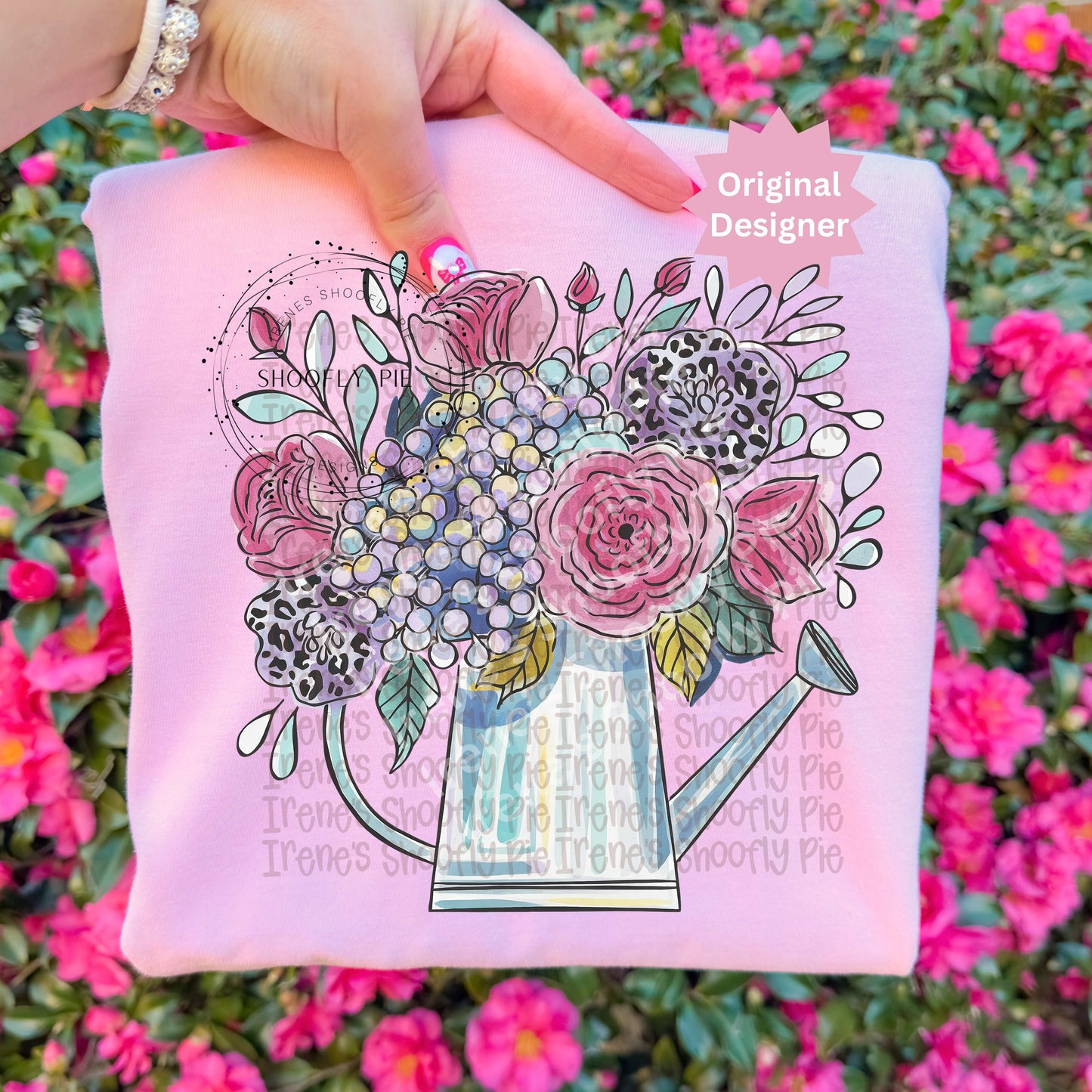 Floral Spring Garden Watering Can PNG