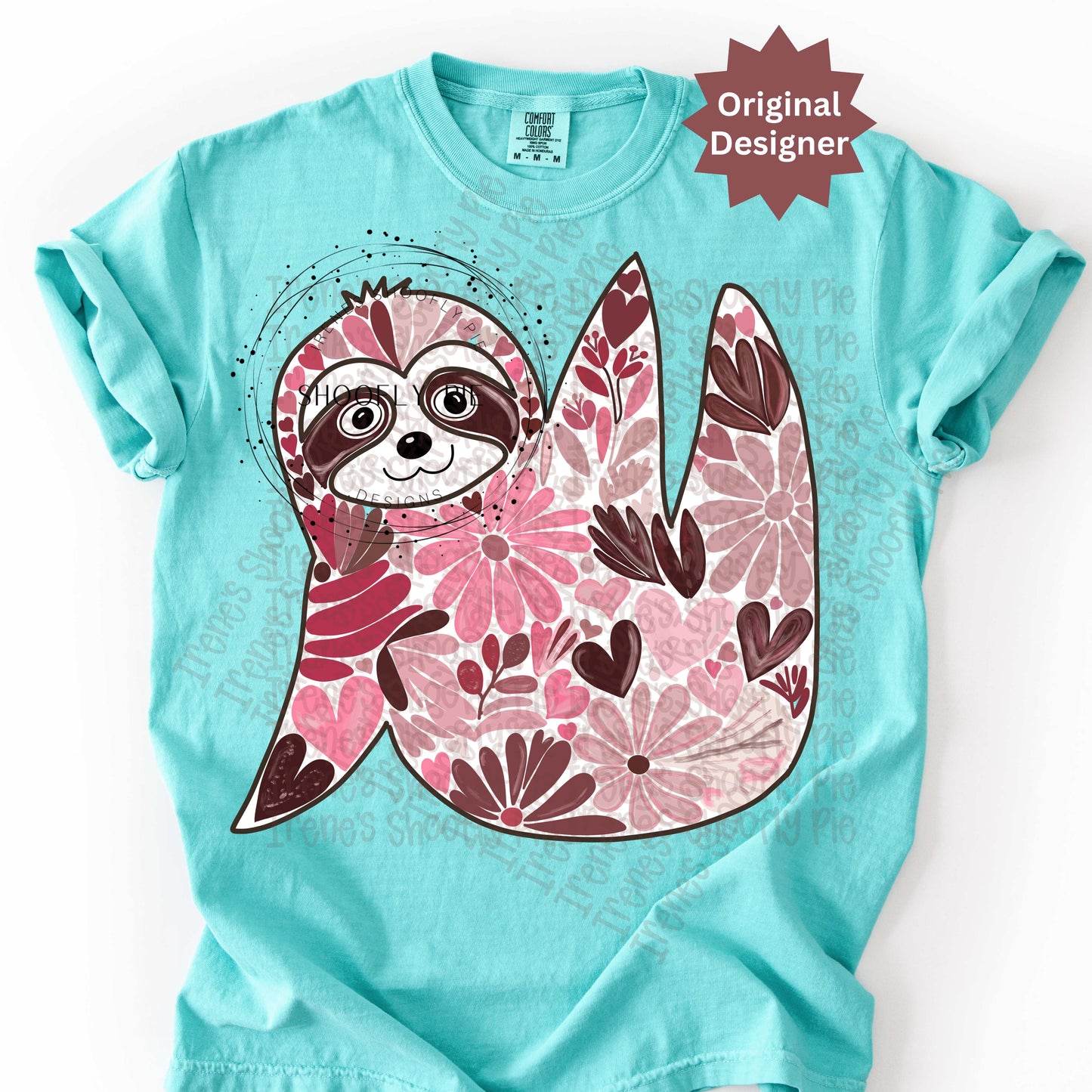 Boho Floral Sloth T-shirt PNG