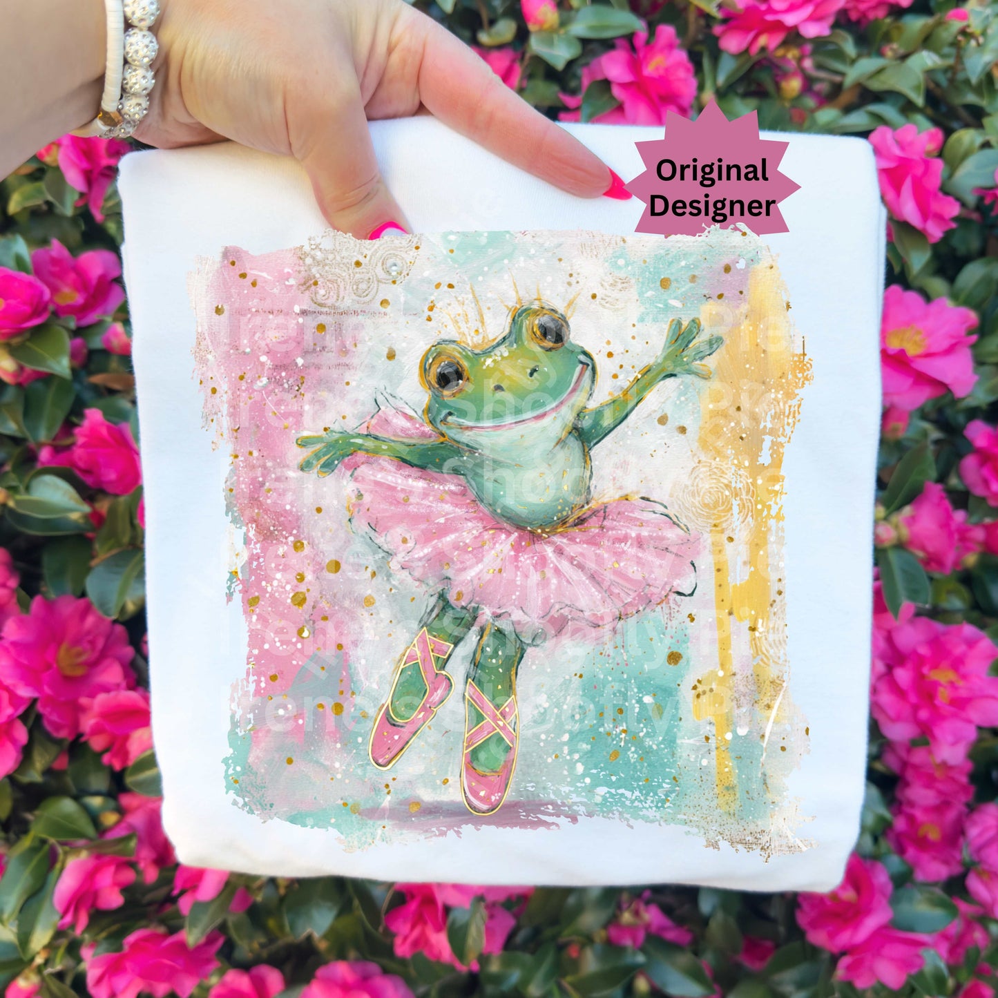 Hand Painted Girly Frog in Tutu PNG