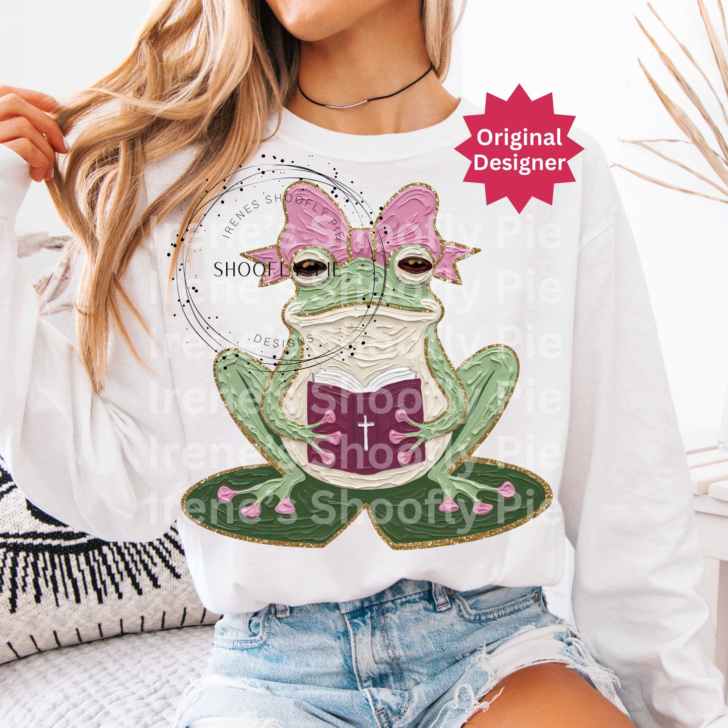Coquette Christian Frog T-shirt Png
