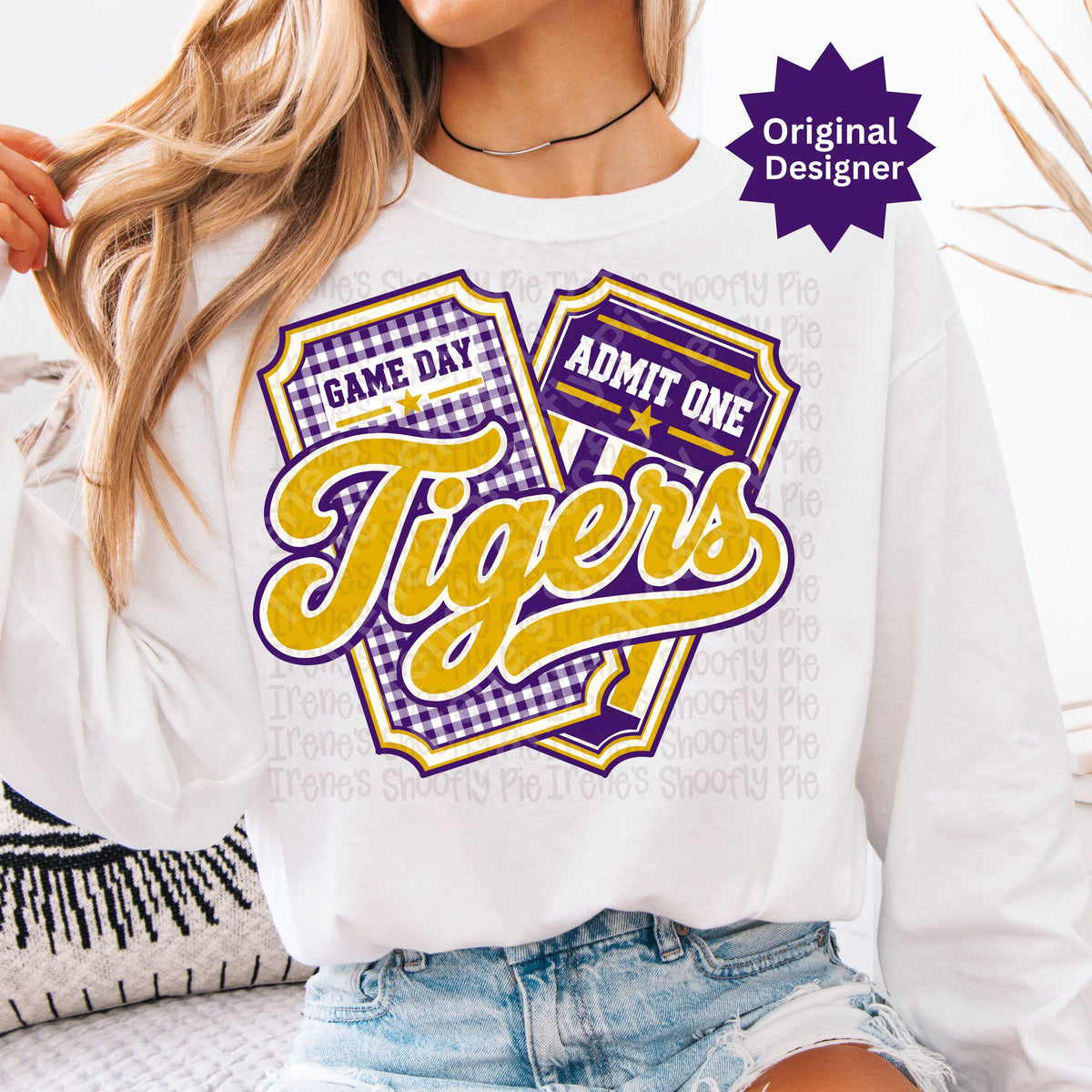 Game Day Tickets Tigers Purple and Gold PNG