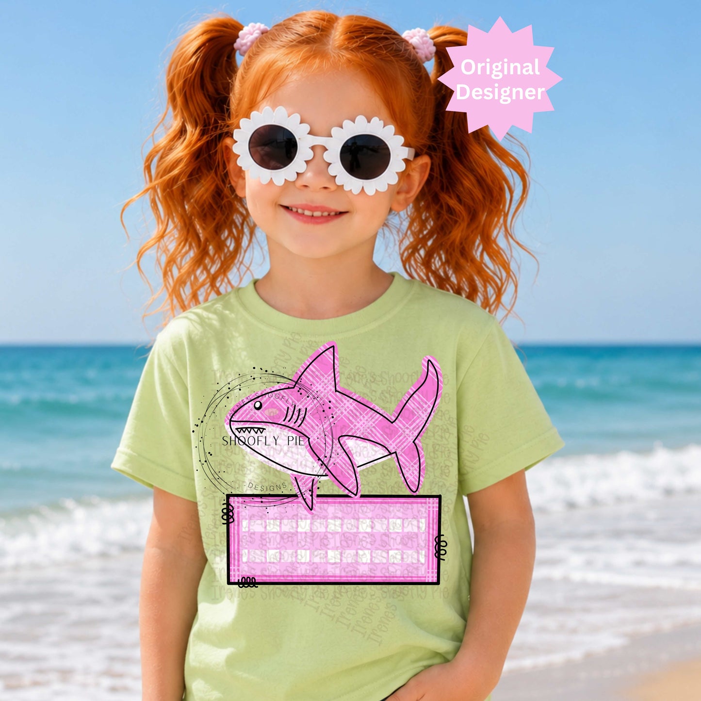 Preppy Girls Shark Name Tag PNG