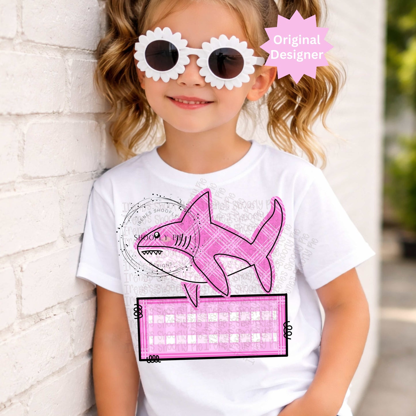 Preppy Girls Shark Name Tag PNG