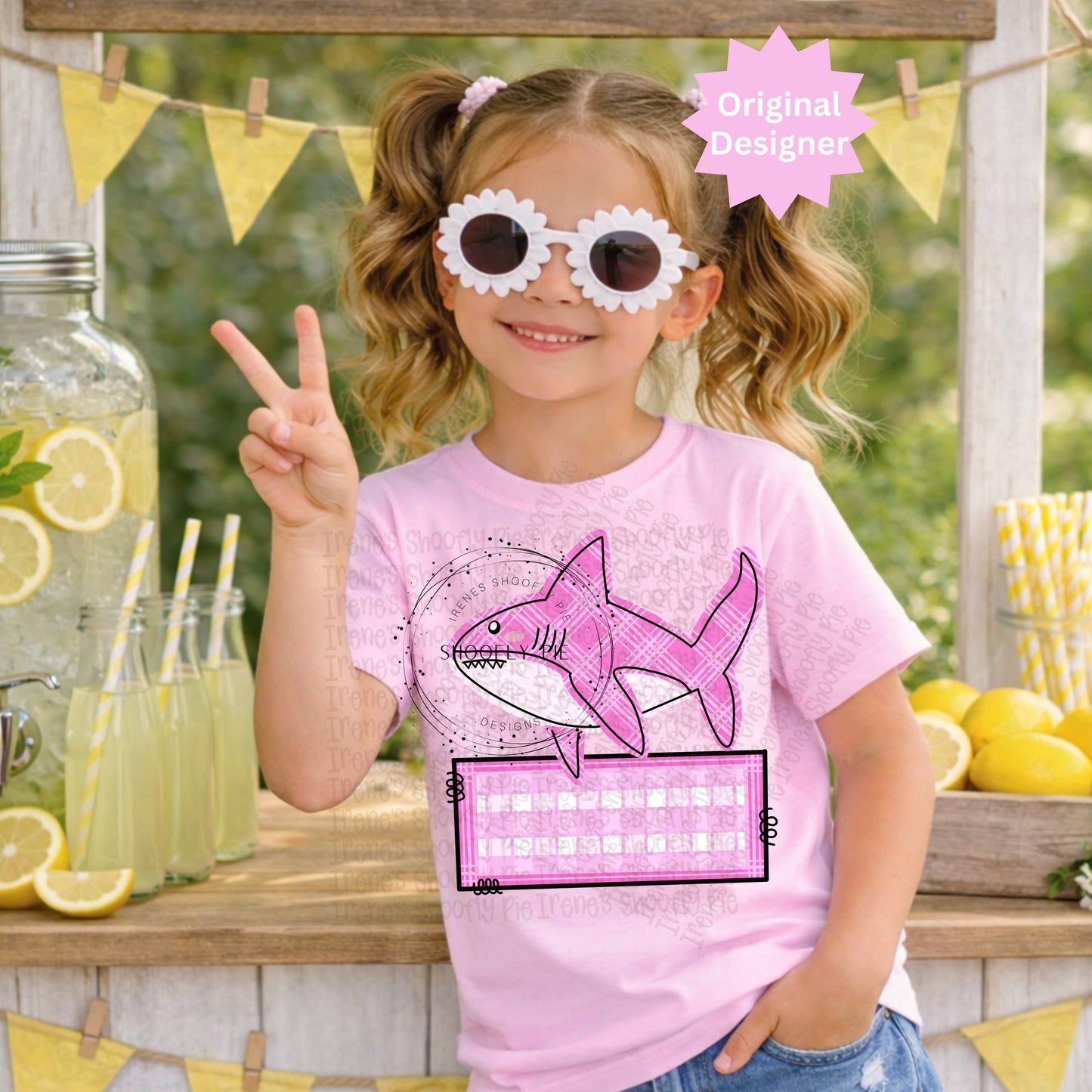 Preppy Girls Shark Name Tag PNG