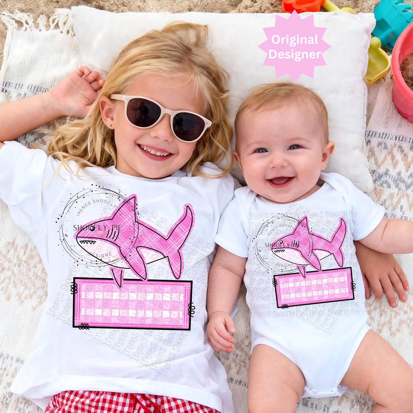 Preppy Girls Shark Name Tag PNG