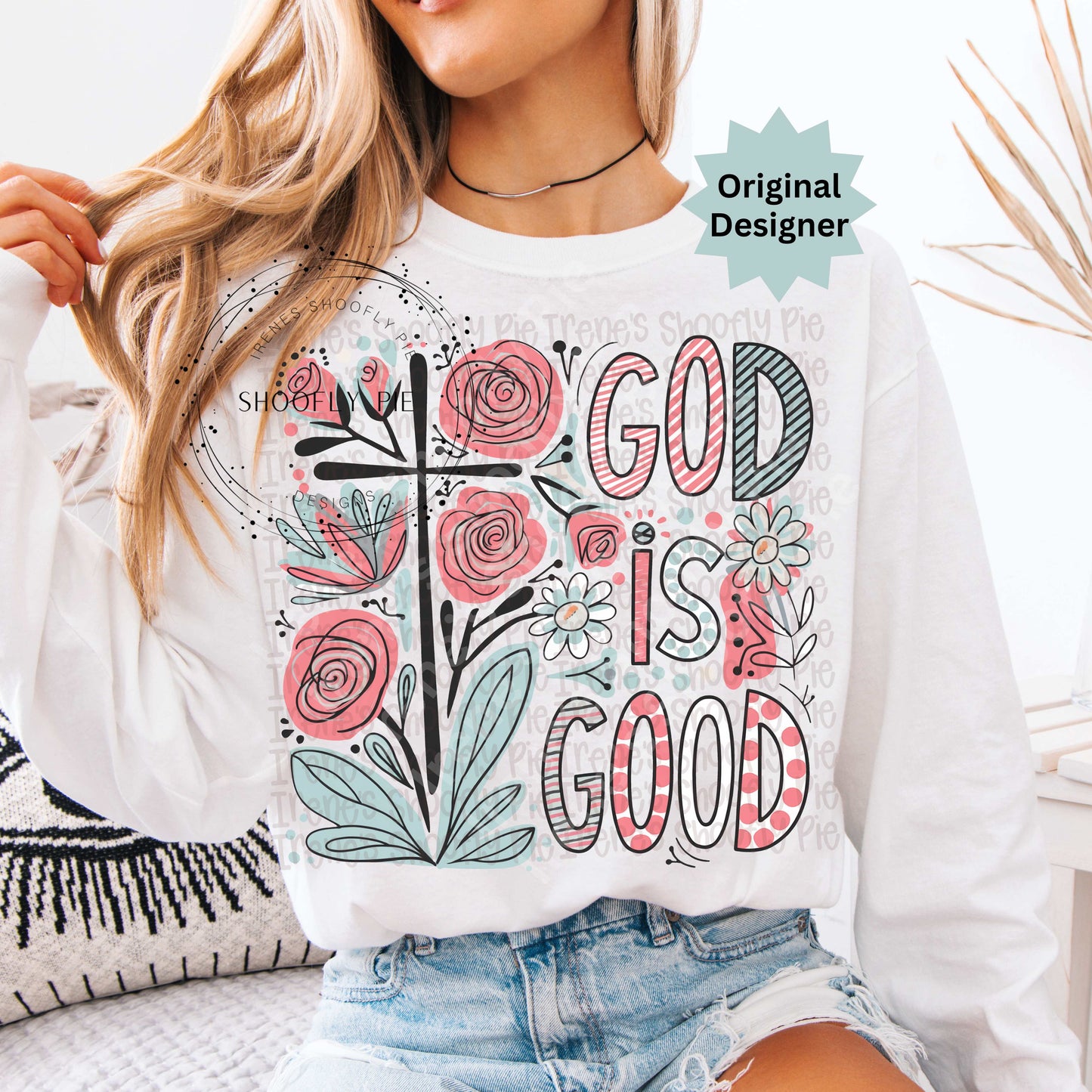 Floral God Is Good Christian PNG