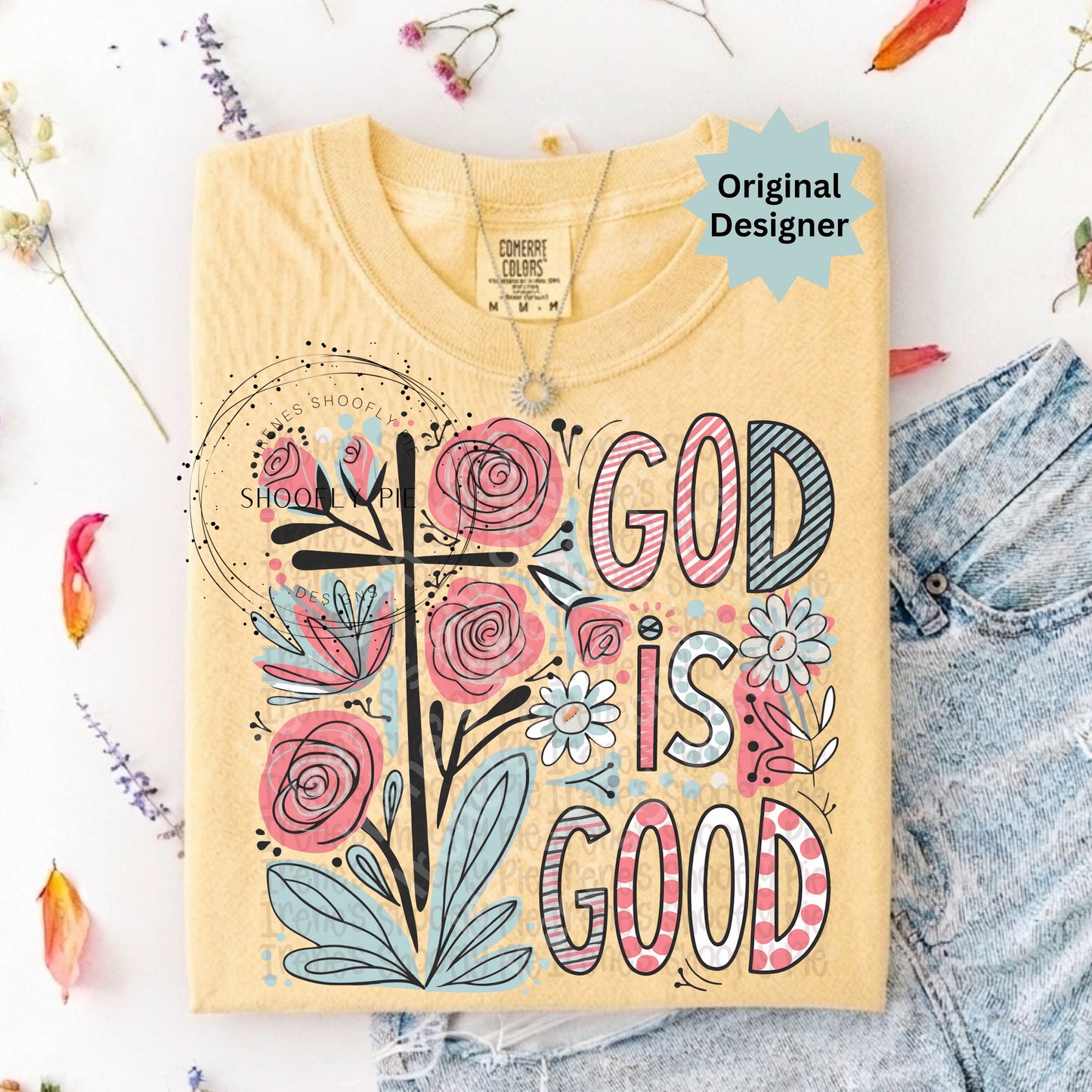 Floral God Is Good Christian PNG