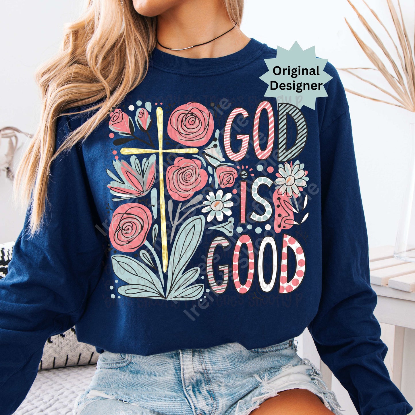 Floral God Is Good Christian PNG