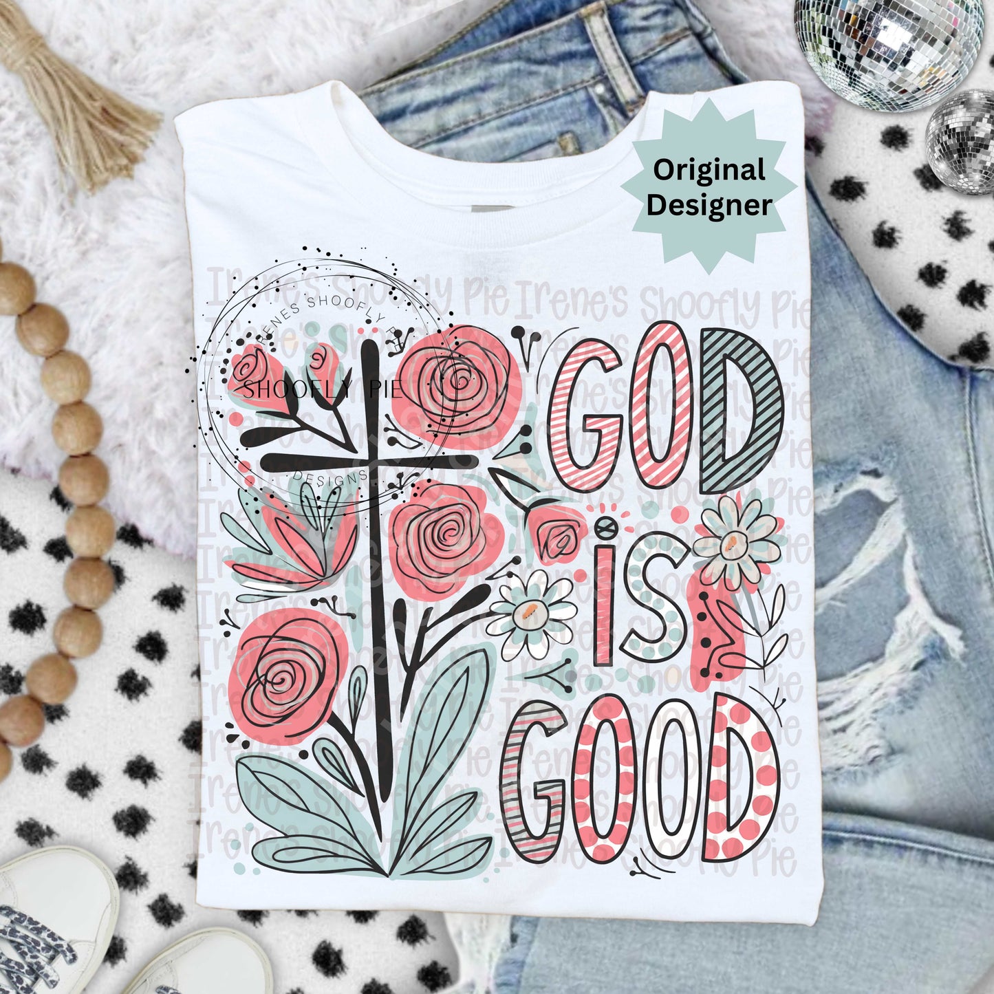 Floral God Is Good Christian PNG