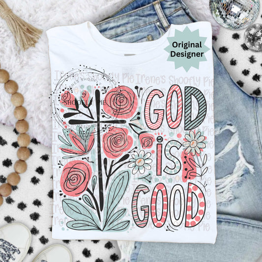 Floral God Is Good Christian PNG