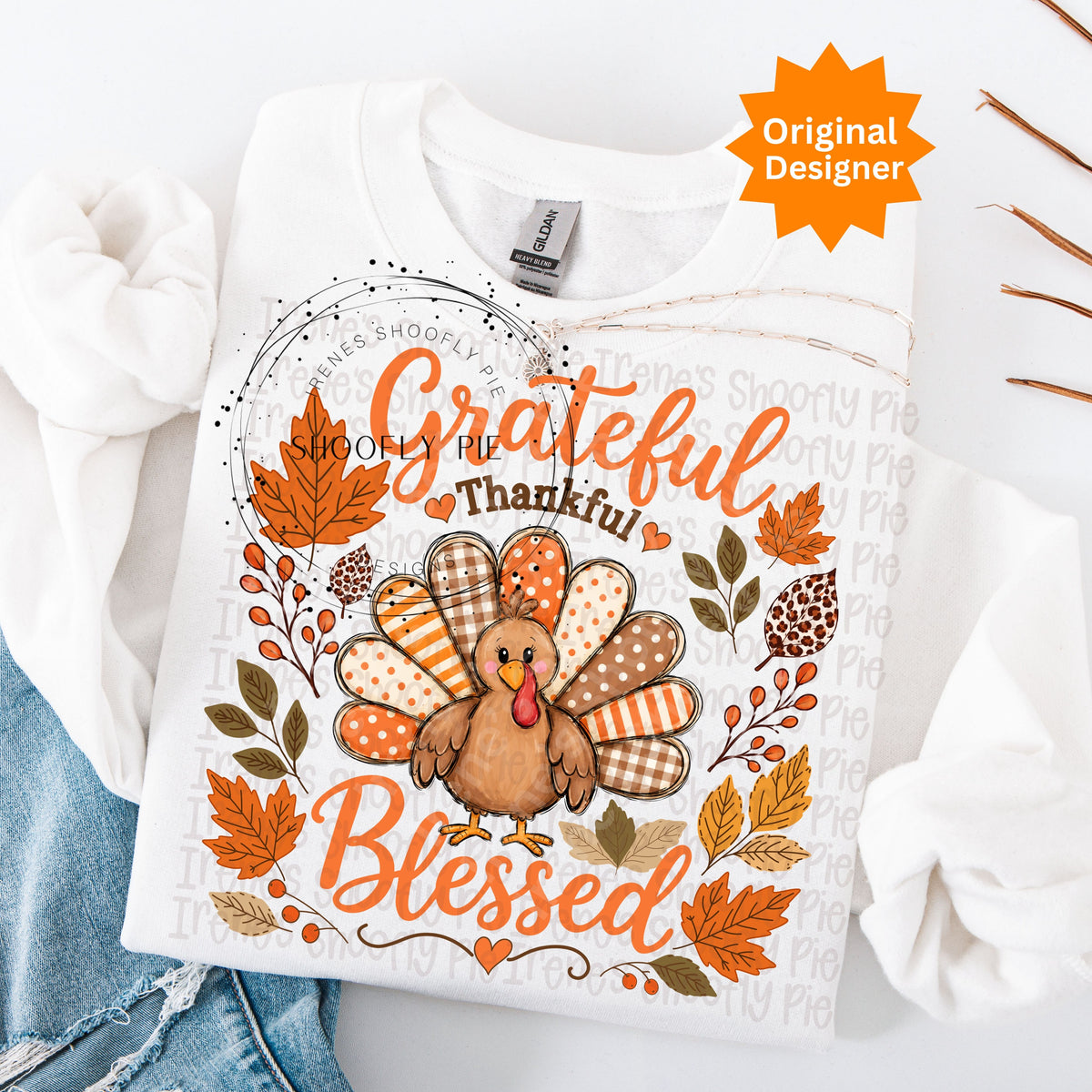 Grateful Thankful and Blessed Turkey PNG