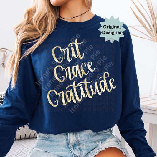 Grace Grit Gratitude t-shirt PNG