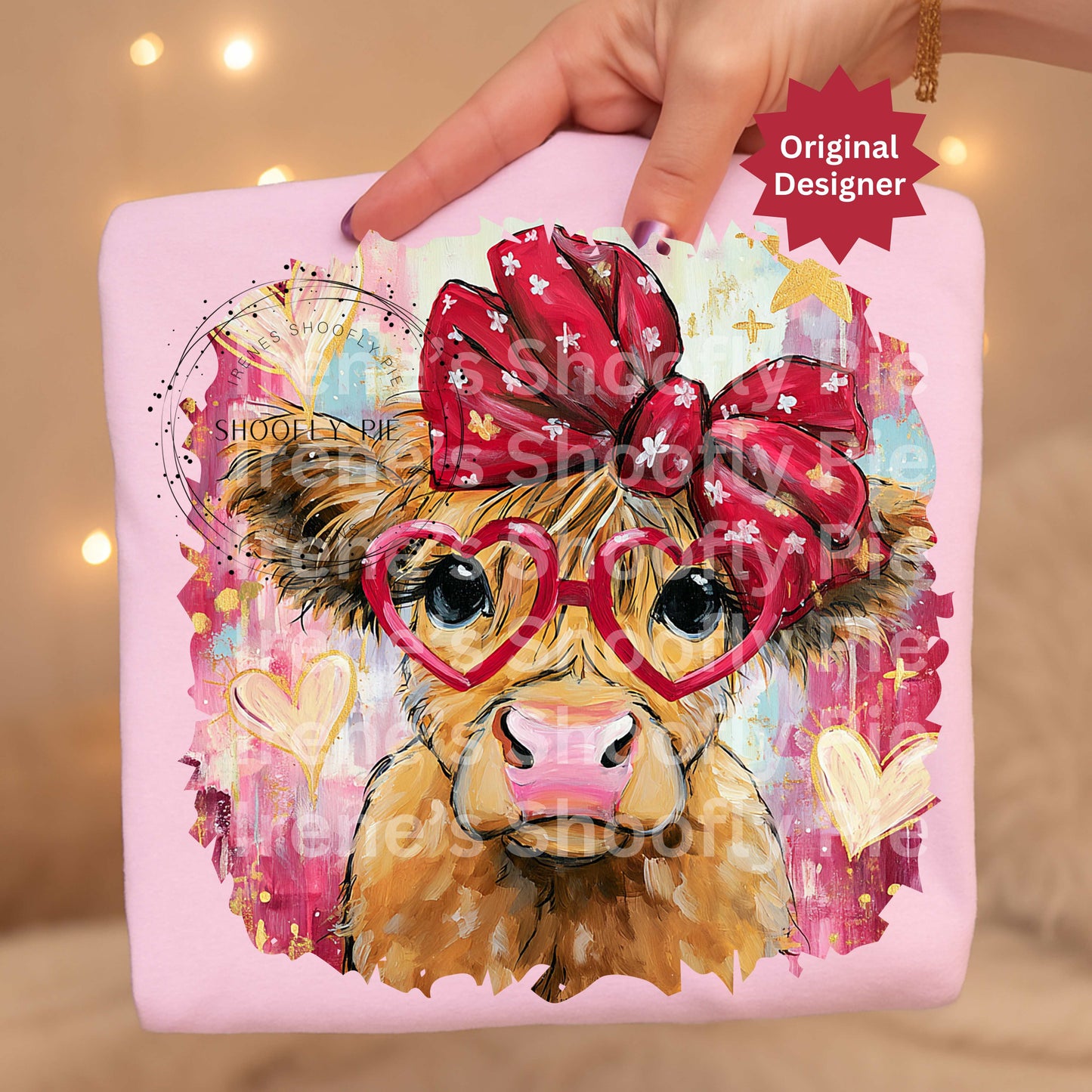Highland Cow Valentine's Day Png, Coquette Valentines Png