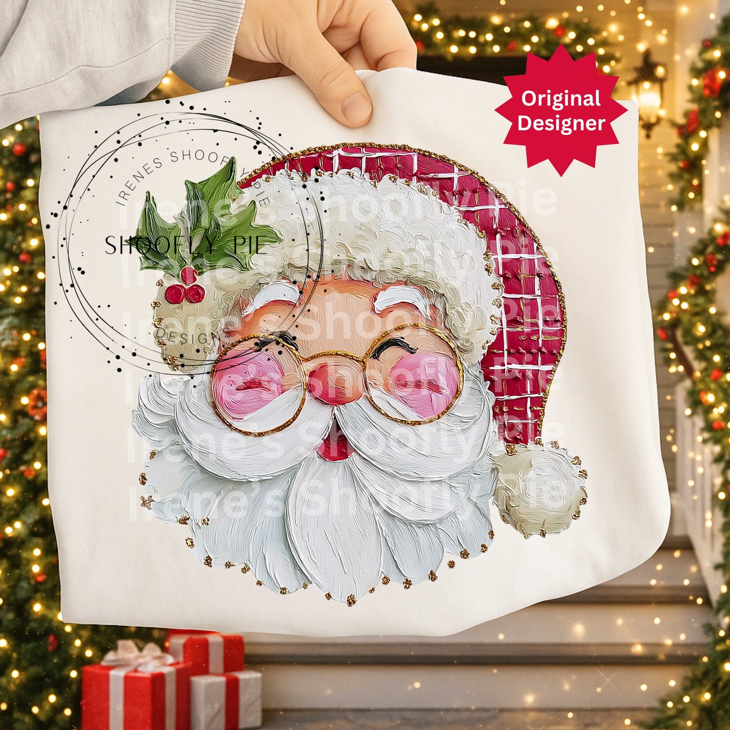 Christmas Santa Shirt Png, Hand Painted Christmas Santa Png