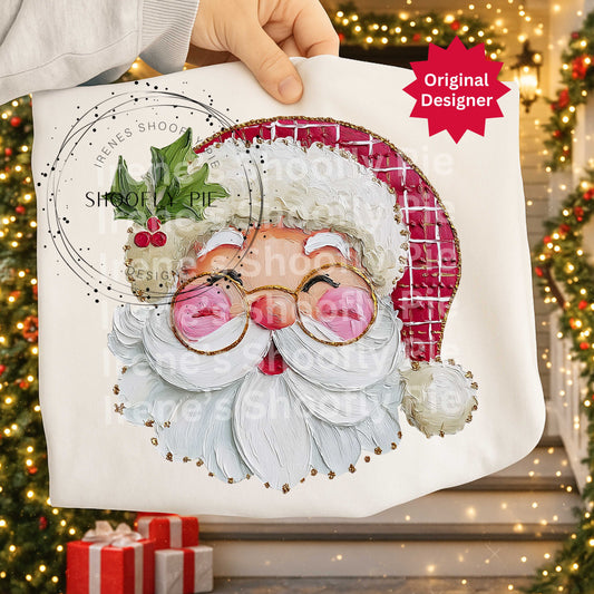 Christmas Santa Shirt Png, Hand Painted Christmas Santa Png