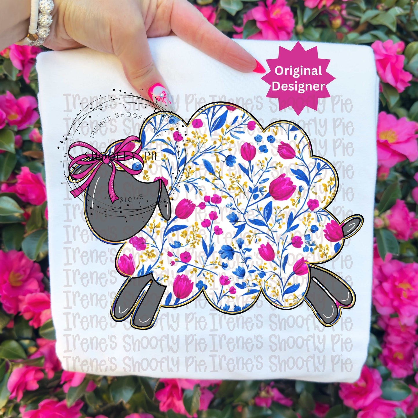 Hand Drawn Floral Sheep PNG